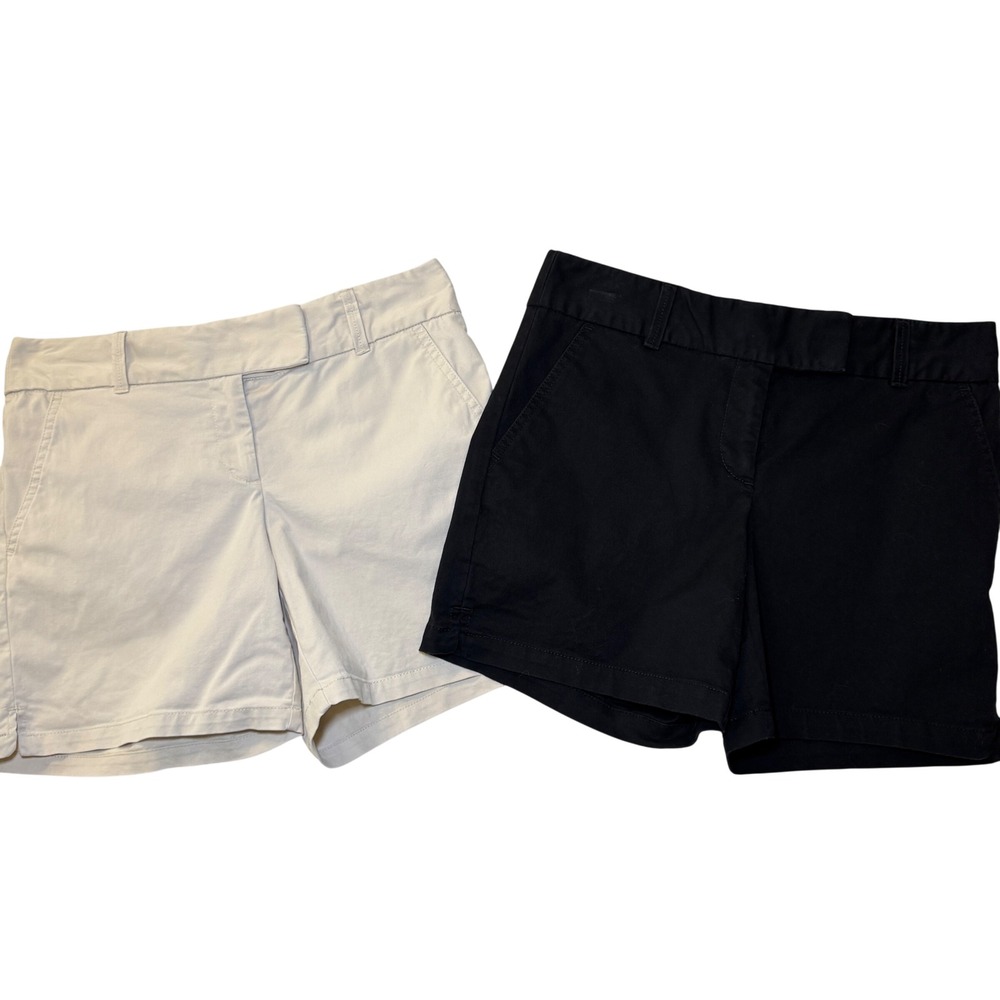 Ann Taylor LOFT Riviera Shorts Bundle Women's 4 Black Beige Chino Mid Rise 6" - Picture 1 of 7